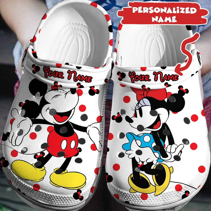 Merchidea Mickey And Minnie Mouse Cartoon Crocs Crocband Clogs Shoes Comfortable For Men Women and Kids