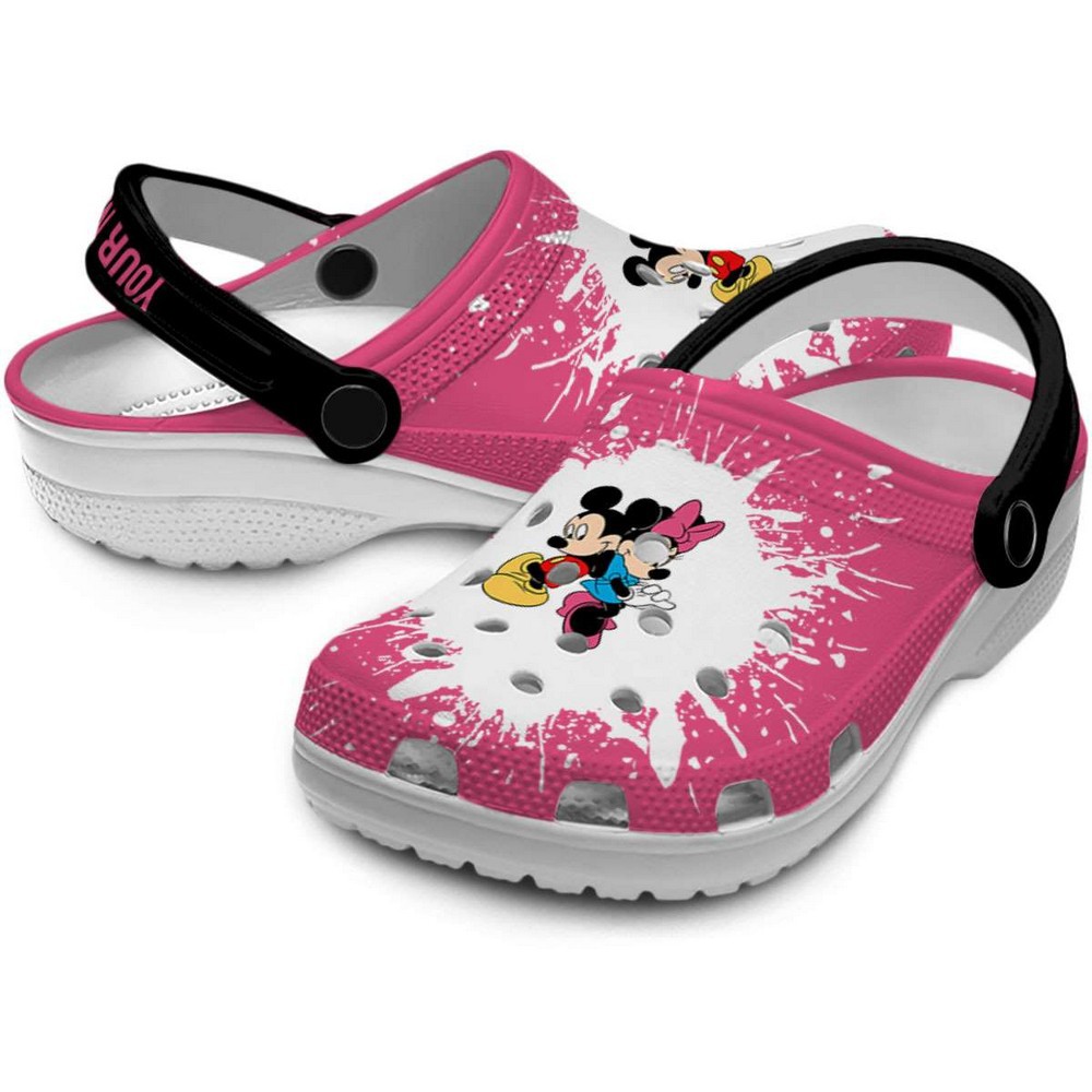 Merchidea Mickey And Minnie Mouse Cartoon Crocs Crocband Clogs Shoes Comfortable For Men Women and Kids