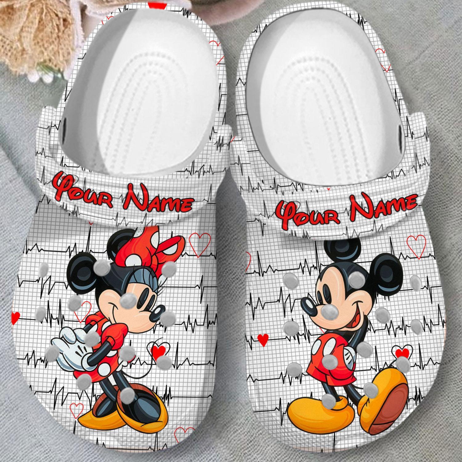 Merchidea Mickey And Minnie Mouse Cartoon Crocs Crocband Clogs Shoes Comfortable For Men Women and Kids