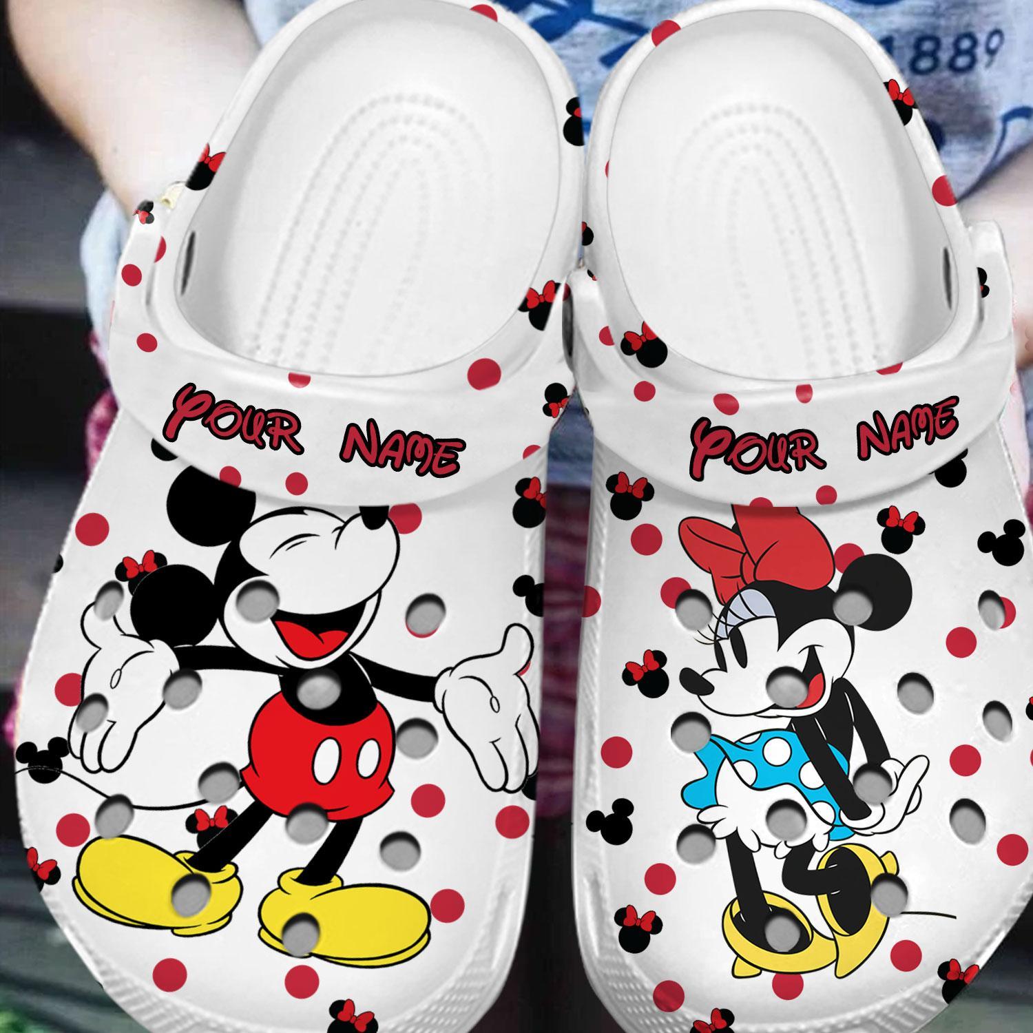 Merchidea Mickey And Minnie Mouse Cartoon Crocs Crocband Clogs Shoes Comfortable For Men Women and Kids