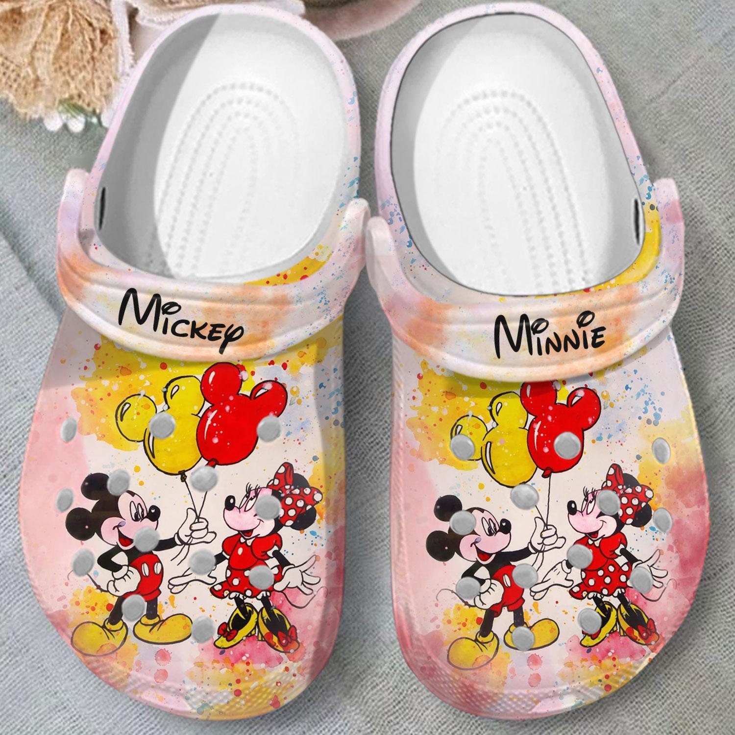 Merchidea Mickey And Minnie Mouse Cartoon Crocs Crocband Clogs Shoes Comfortable For Men Women and Kids