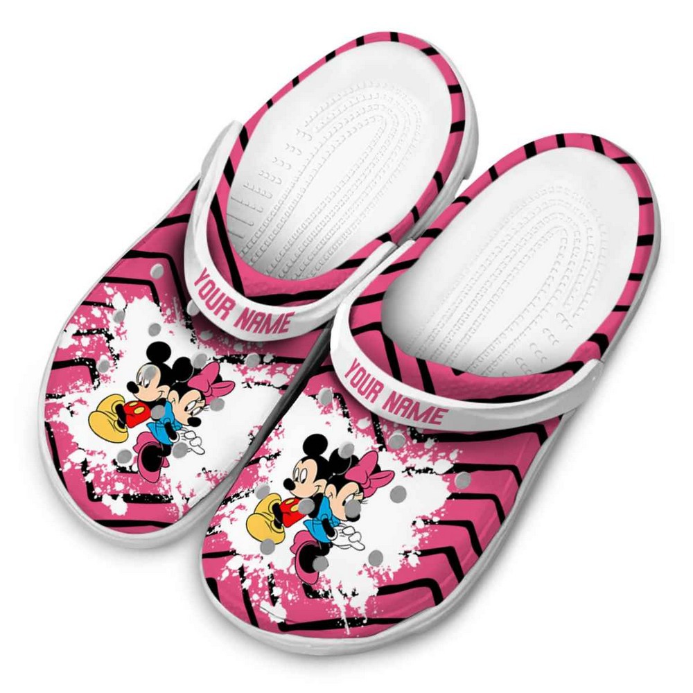 Merchidea Mickey And Minnie Mouse Cartoon Crocs Crocband Clogs Shoes Comfortable For Men Women and Kids