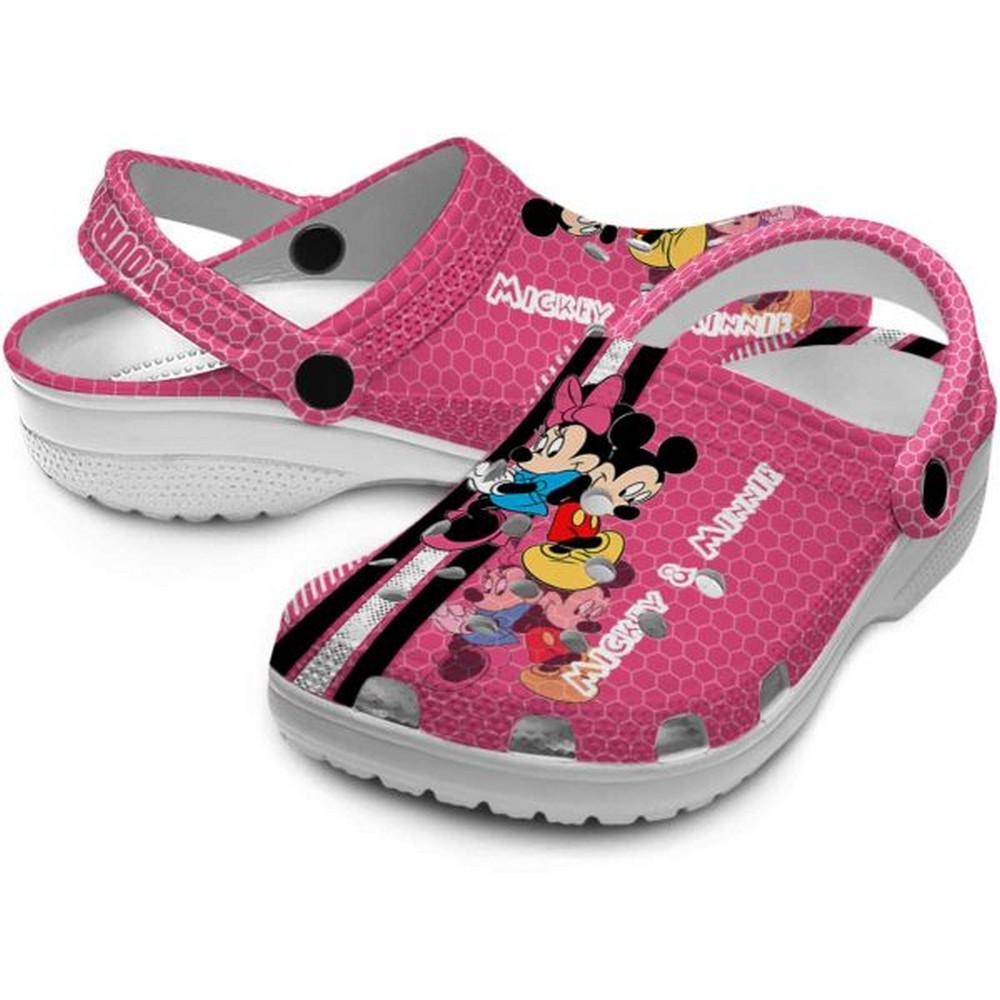 Merchidea Mickey And Minnie Mouse Cartoon Crocs Crocband Clogs Shoes Comfortable For Men Women and Kids