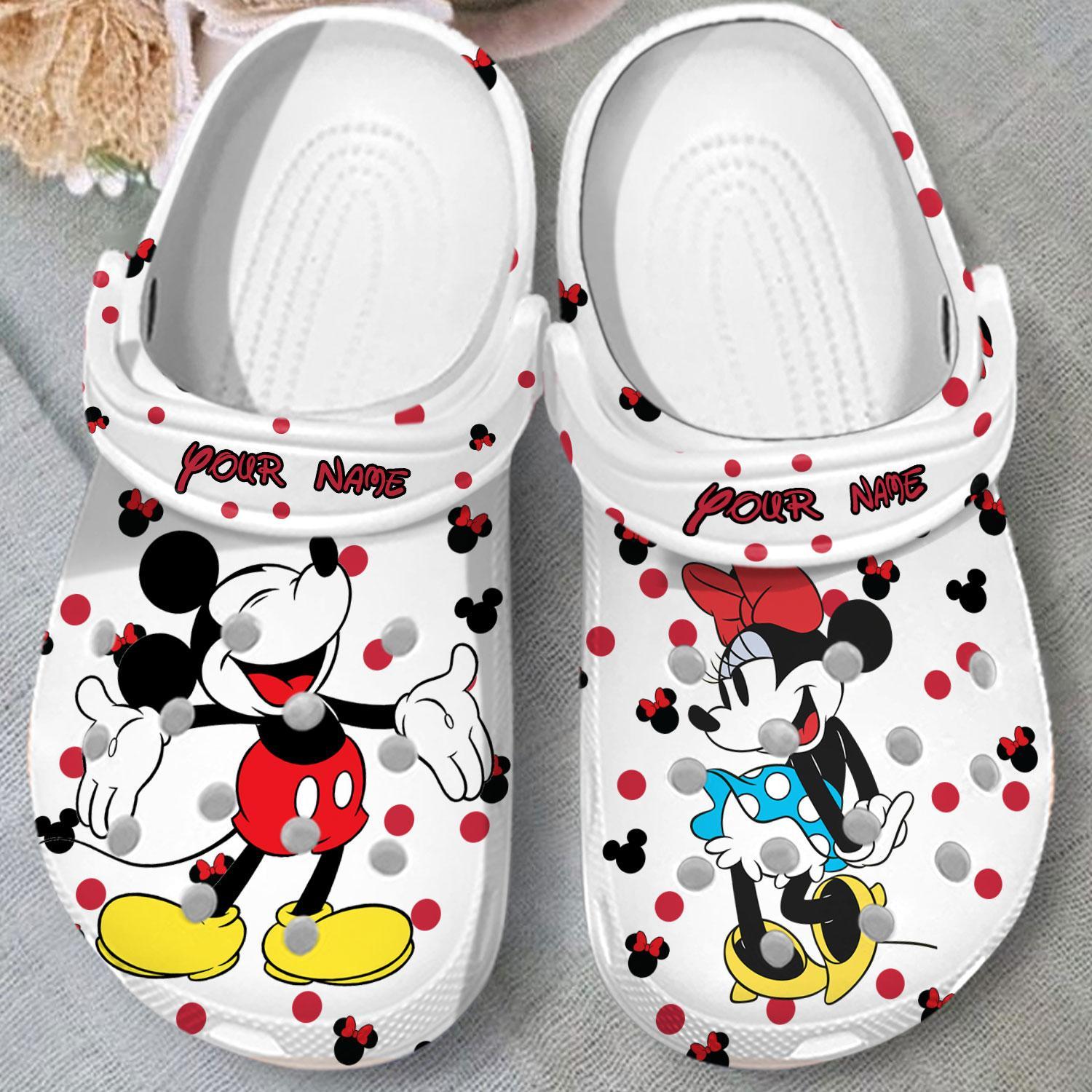 Merchidea Mickey And Minnie Mouse Cartoon Crocs Crocband Clogs Shoes Comfortable For Men Women and Kids
