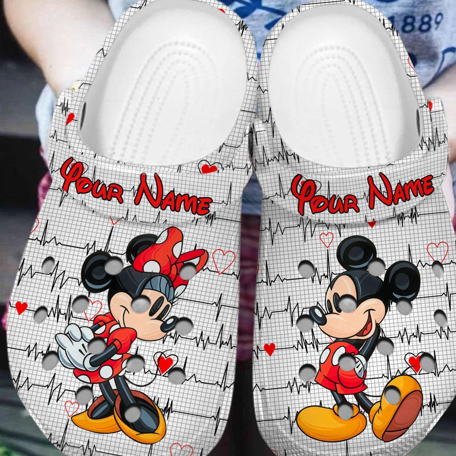 Merchidea Mickey And Minnie Mouse Cartoon Crocs Crocband Clogs Shoes Comfortable For Men Women and Kids