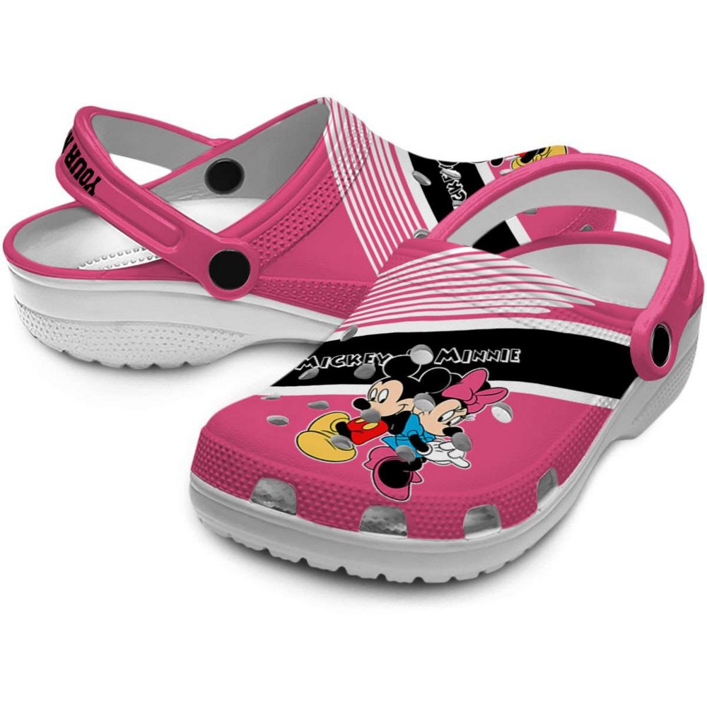 Merchidea Mickey And Minnie Mouse Cartoon Crocs Crocband Clogs Shoes Comfortable For Men Women and Kids