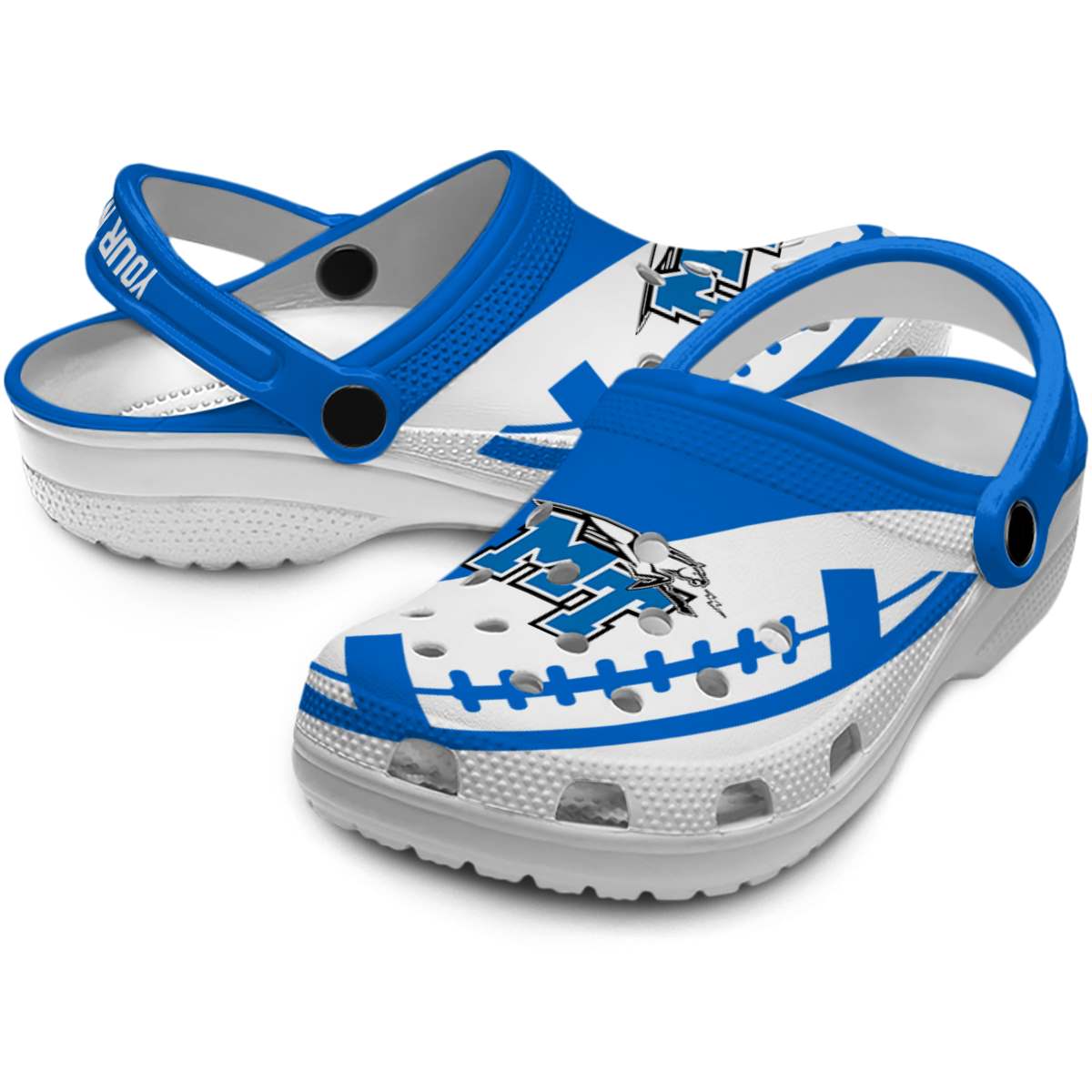 Merchidea Middle Tennessee Blue Raiders NCAA Sport Crocs Crocband Clogs Shoes Comfortable For Men Women and Kids