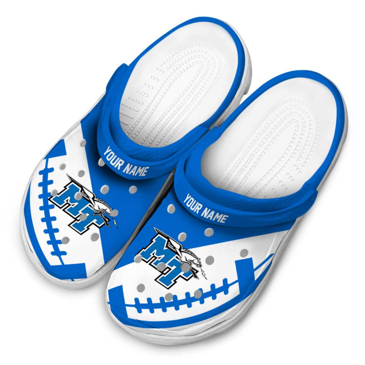 Merchidea Middle Tennessee Blue Raiders NCAA Sport Crocs Crocband Clogs Shoes Comfortable For Men Women and Kids