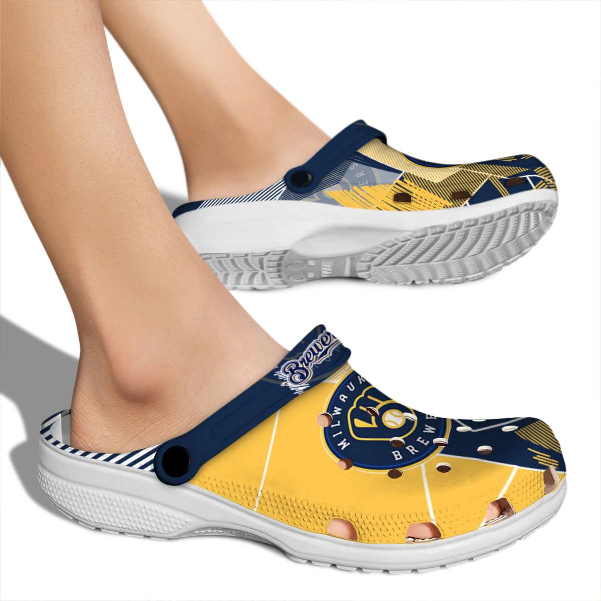 Merchidea Milwaukee Brewers MLB Sport Crocs Crocband Clogs Shoes Comfortable For Men Women and Kids