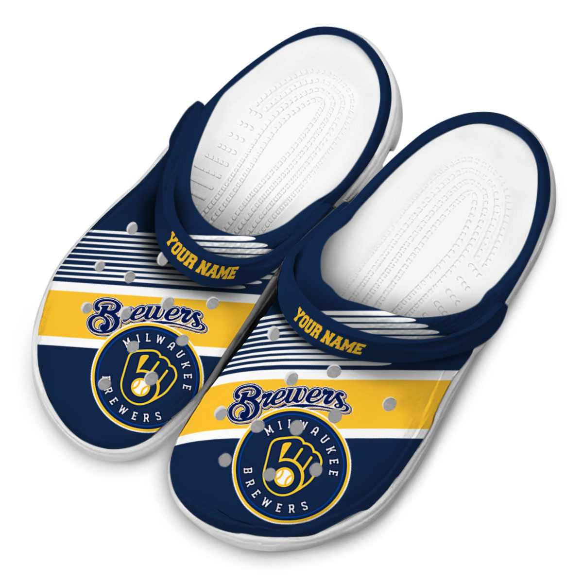Merchidea Milwaukee Brewers MLB Sport Crocs Crocband Clogs Shoes Comfortable For Men Women and Kids