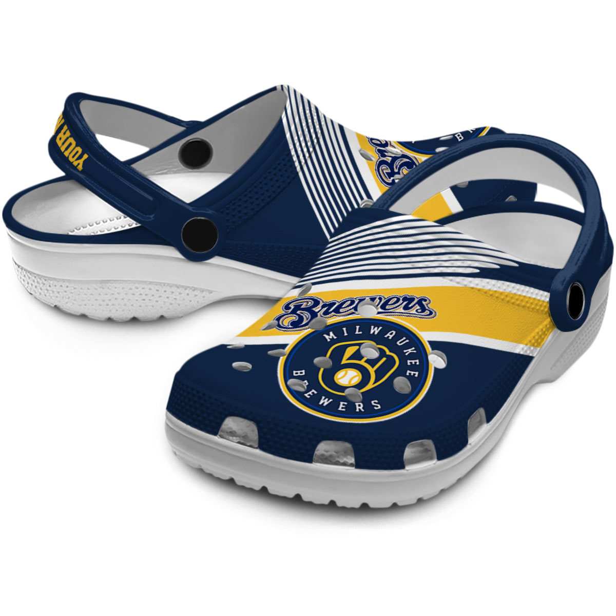 Merchidea Milwaukee Brewers MLB Sport Crocs Crocband Clogs Shoes Comfortable For Men Women and Kids