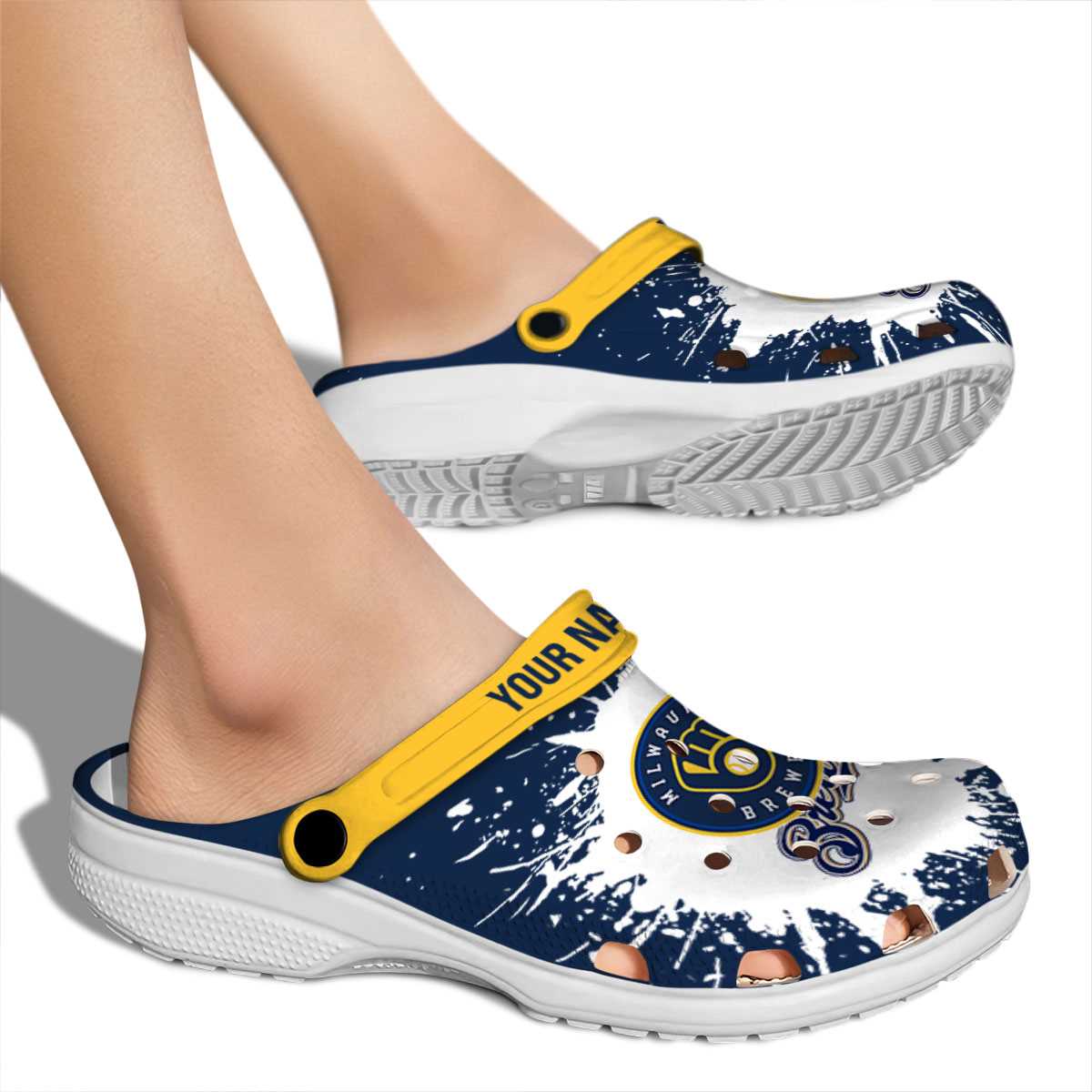 Merchidea Milwaukee Brewers MLB Sport Crocs Crocband Clogs Shoes Comfortable For Men Women and Kids