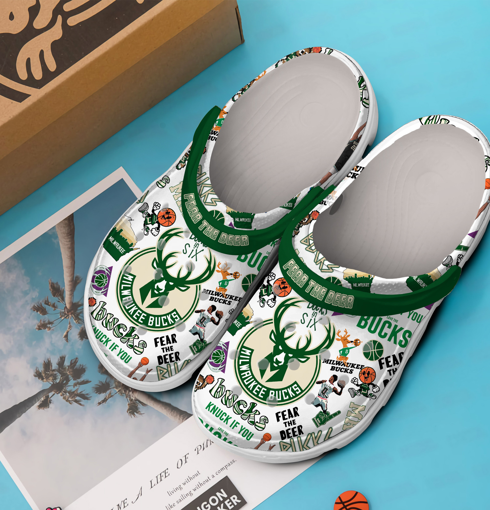 Merchidea Milwaukee Bucks NBA Sport Crocs Crocband Clogs Shoes Comfortable For Men Women and Kids