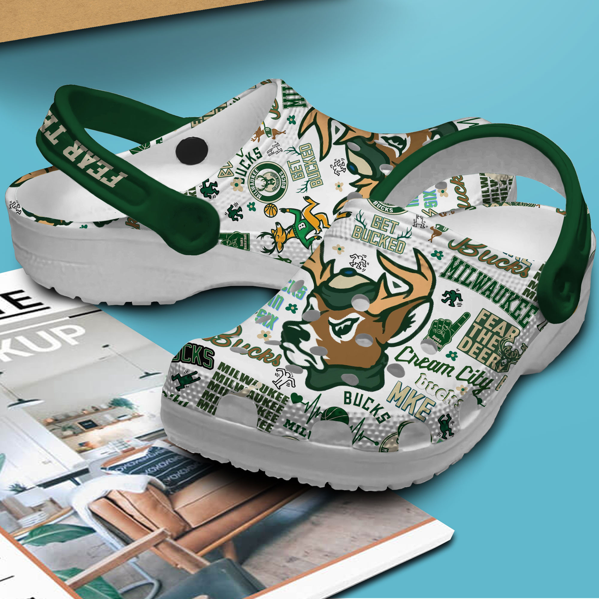 Merchidea Milwaukee Bucks NBA Sport Crocs Crocband Clogs Shoes Comfortable For Men Women and Kids