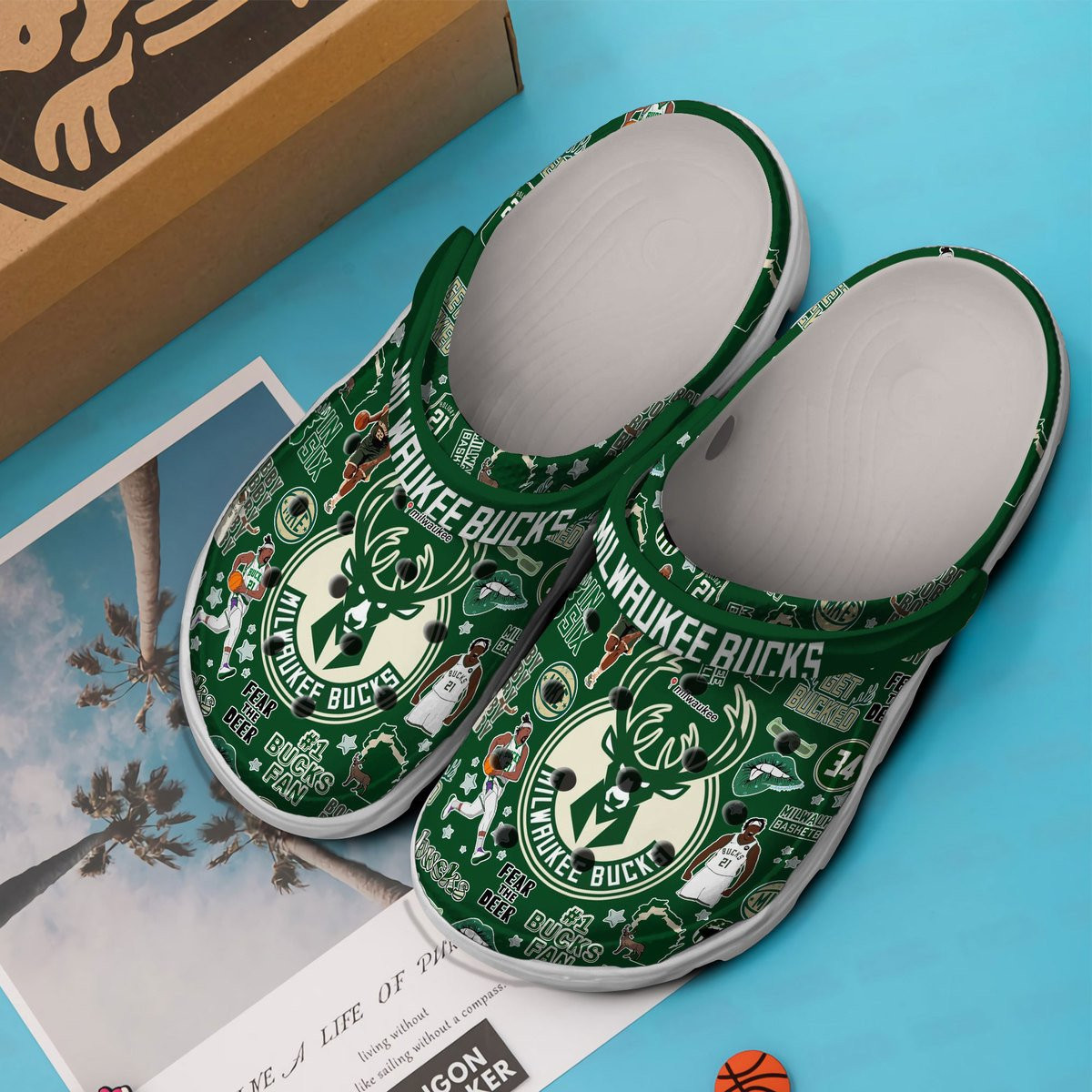 Merchidea Milwaukee Bucks NBA Sport Crocs Crocband Clogs Shoes Comfortable For Men Women and Kids