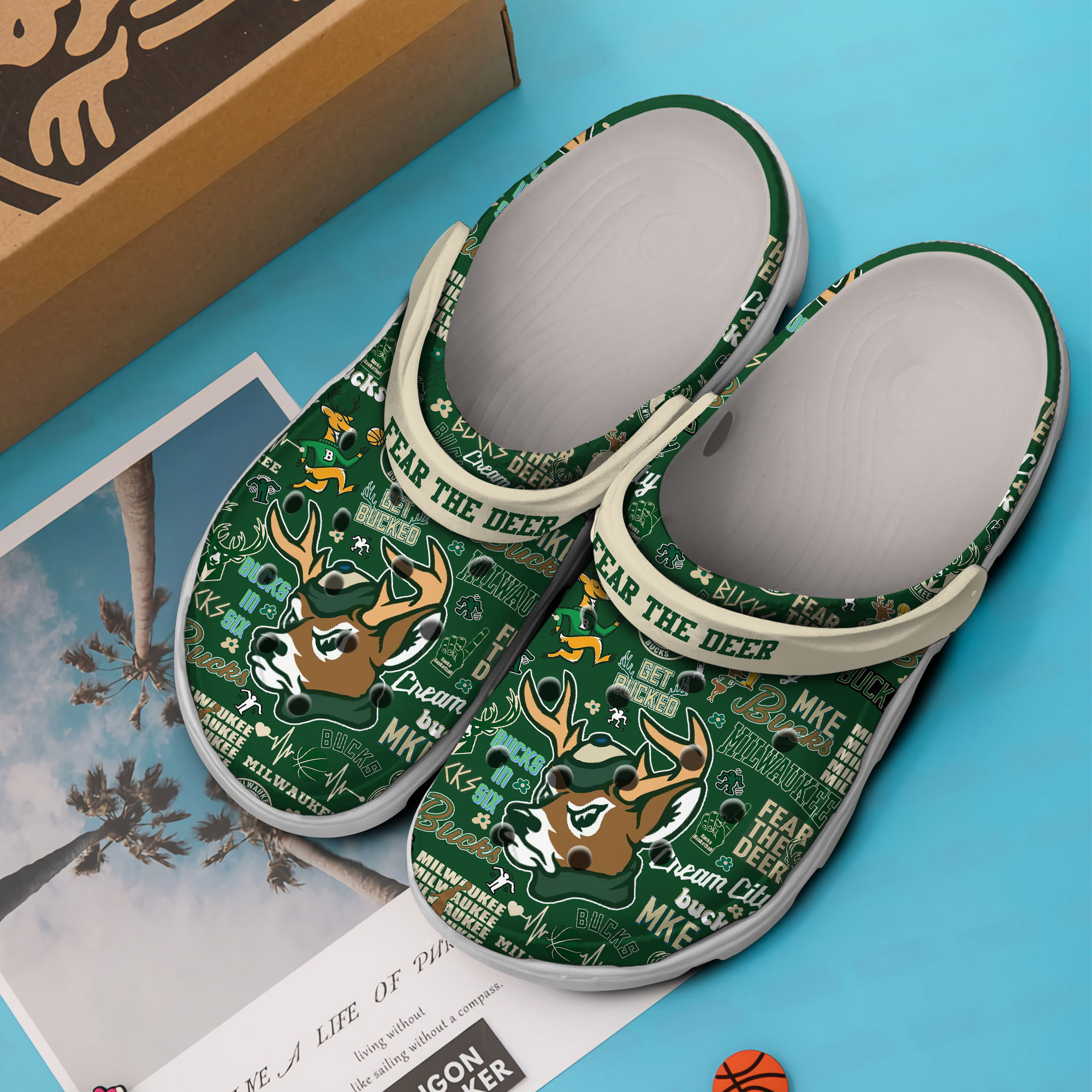 Merchidea Milwaukee Bucks NBA Sport Crocs Crocband Clogs Shoes Comfortable For Men Women and Kids