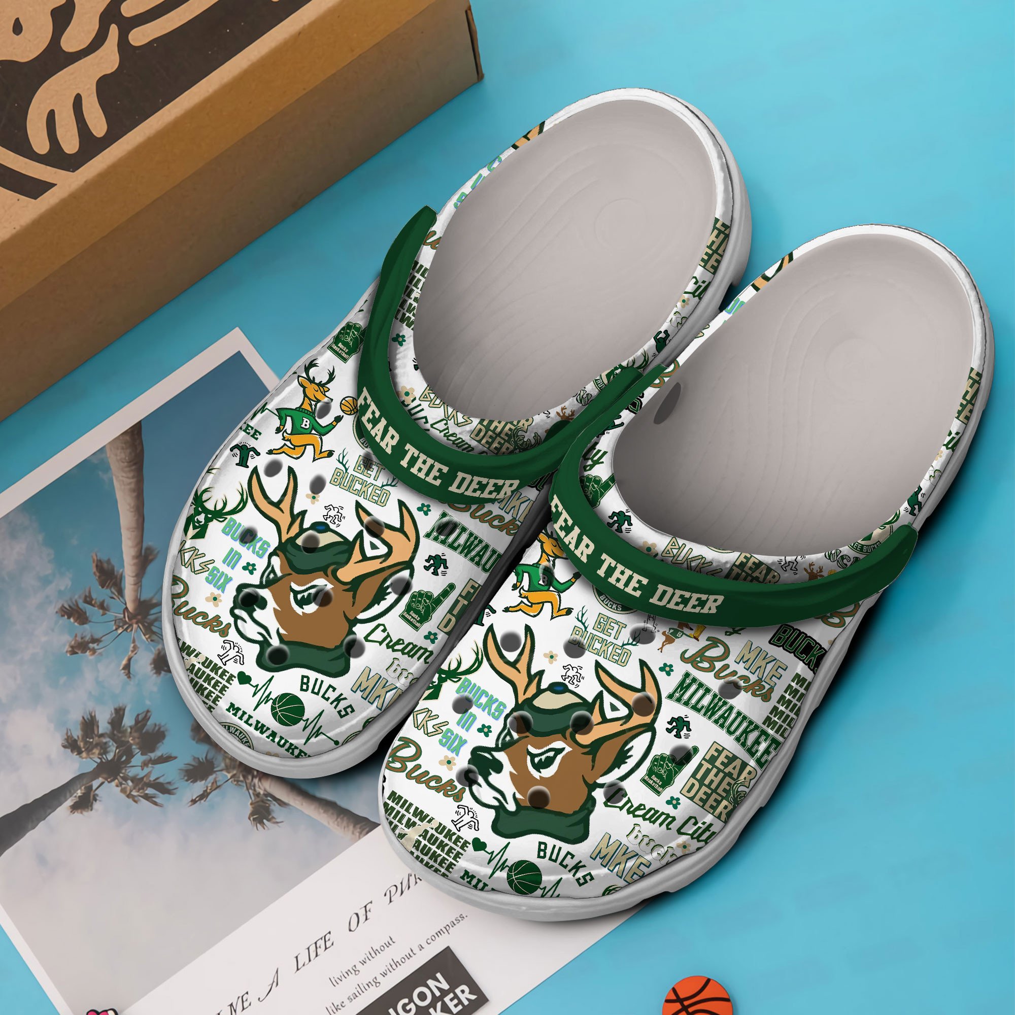 Merchidea Milwaukee Bucks NBA Sport Crocs Crocband Clogs Shoes Comfortable For Men Women and Kids