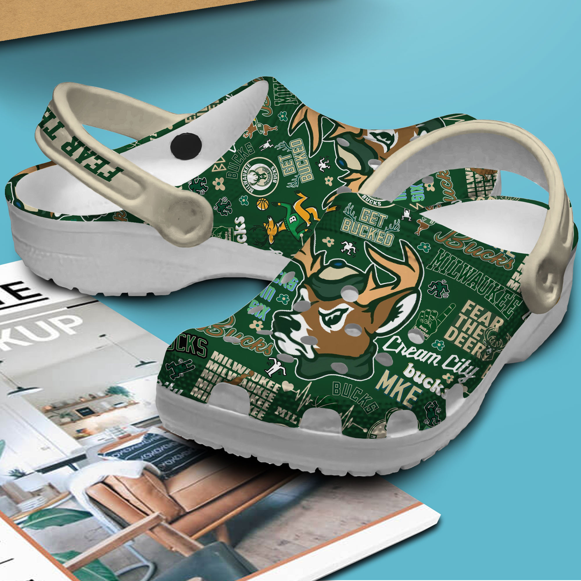 Merchidea Milwaukee Bucks NBA Sport Crocs Crocband Clogs Shoes Comfortable For Men Women and Kids