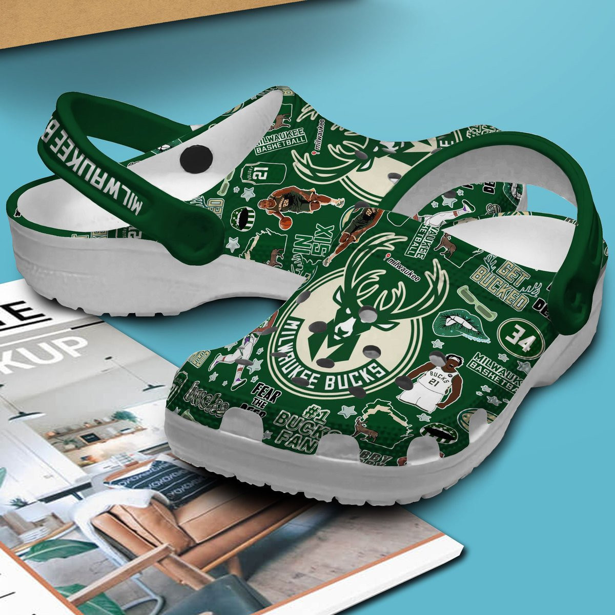 Merchidea Milwaukee Bucks NBA Sport Crocs Crocband Clogs Shoes Comfortable For Men Women and Kids