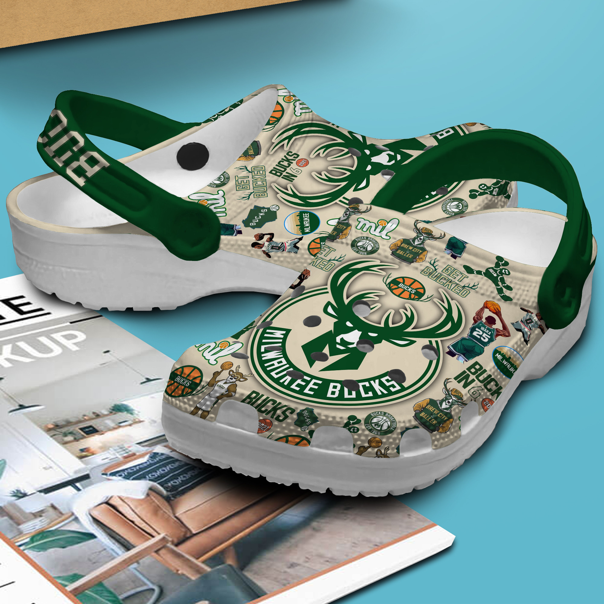 Merchidea Milwaukee Bucks NBA Sport Crocs Crocband Clogs Shoes Comfortable For Men Women and Kids