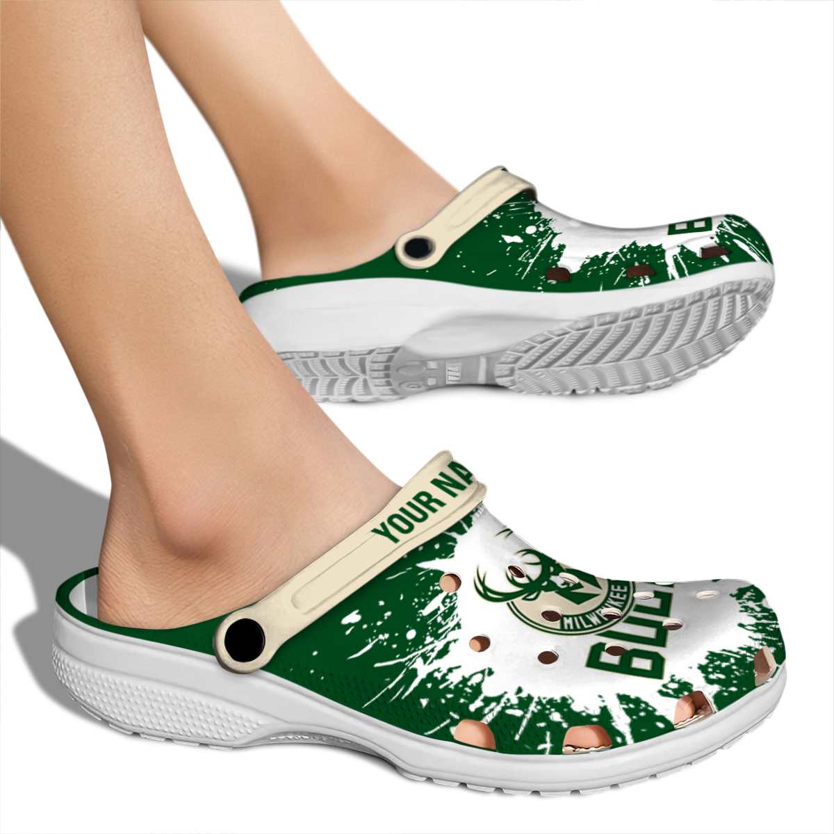 Merchidea Milwaukee Bucks NBA Sport Crocs Crocband Clogs Shoes Comfortable For Men Women and Kids