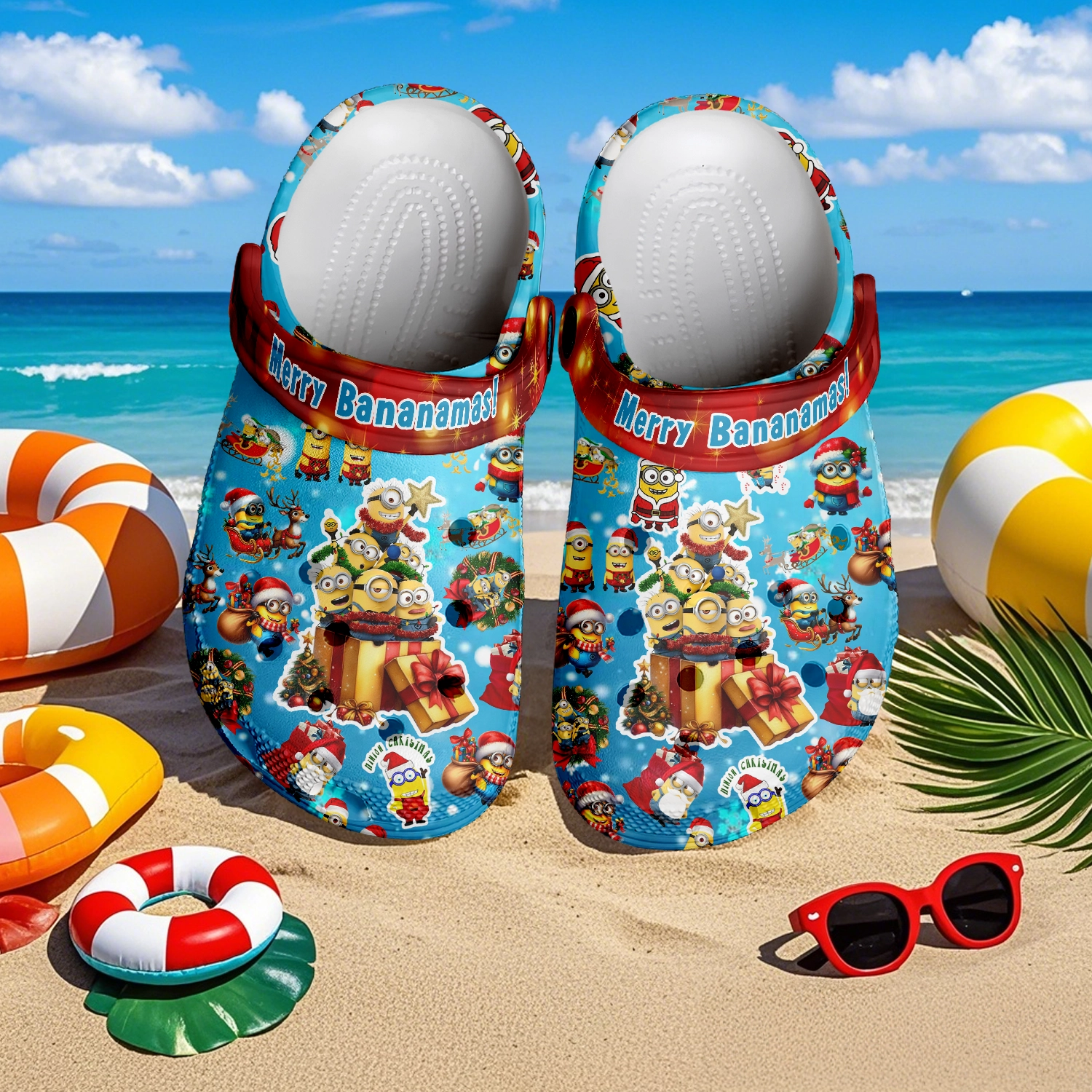 Merchidea Minions x Christmas Cartoon Crocs Crocband Clogs Shoes Comfortable For Men Women and Kids