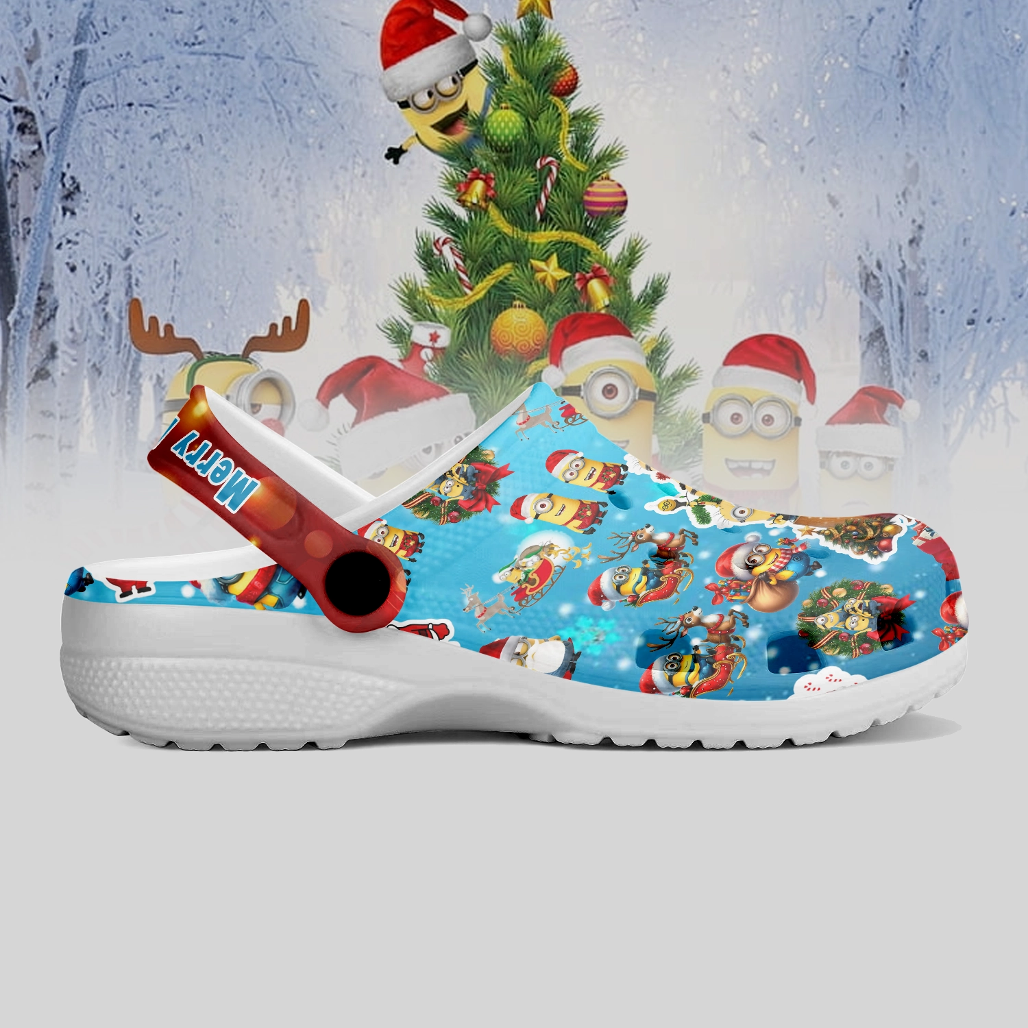 Merchidea Minions x Christmas Cartoon Crocs Crocband Clogs Shoes Comfortable For Men Women and Kids