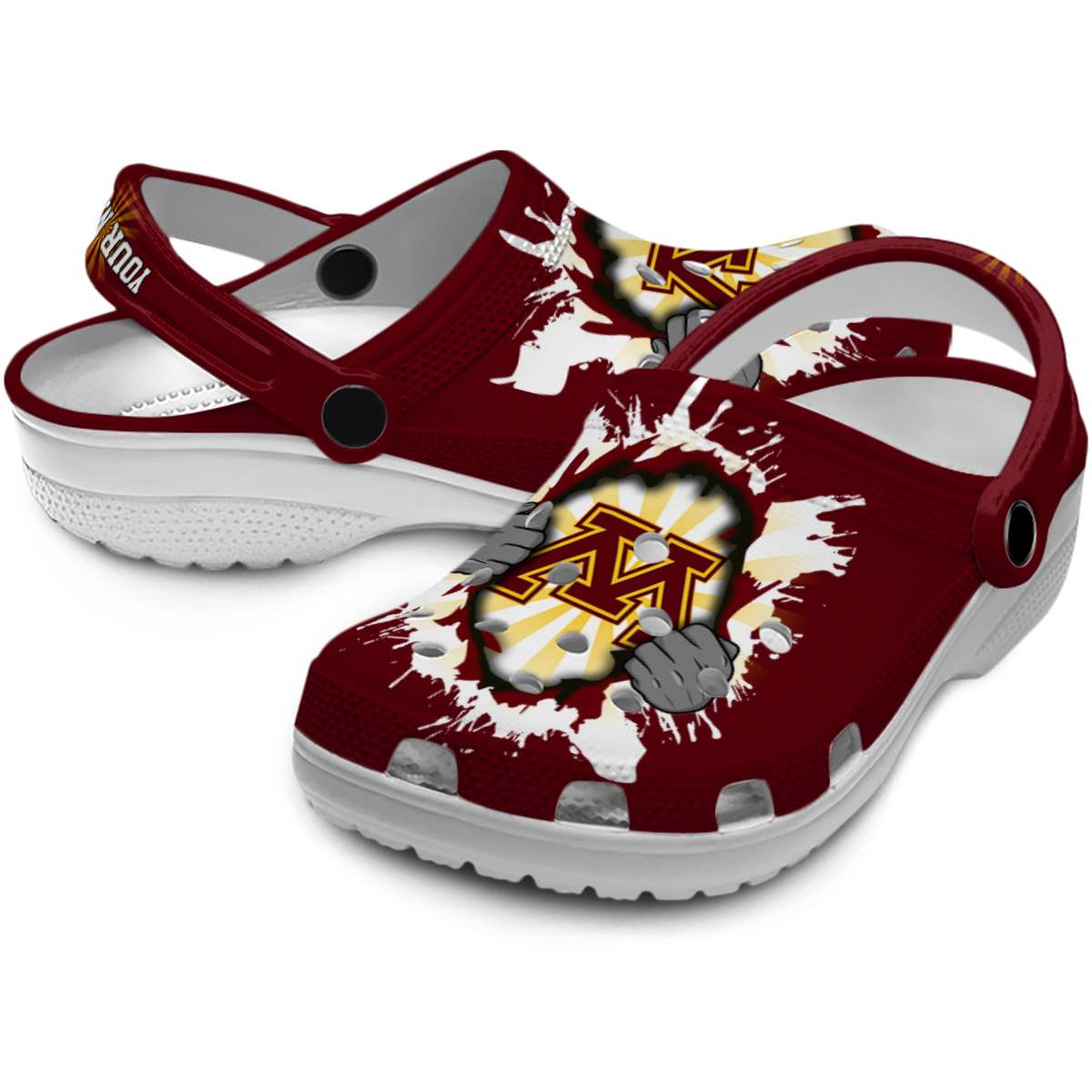 Merchidea Minnesota Golden Gophers NCAA Sport Crocs Crocband Clogs Shoes Comfortable For Men Women and Kids