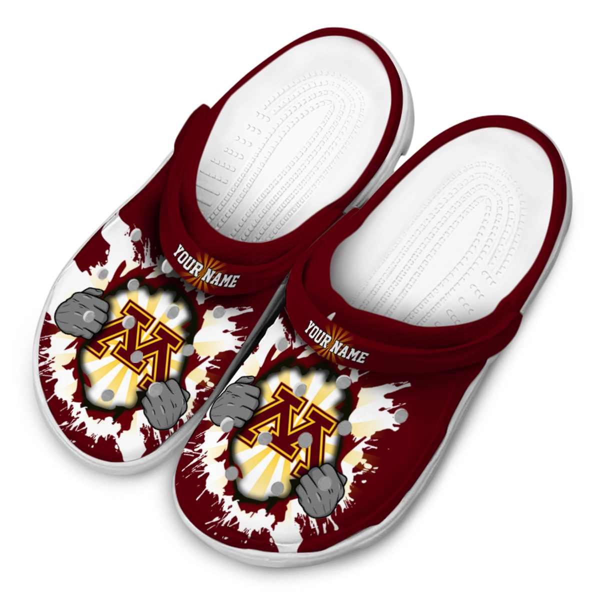 Merchidea Minnesota Golden Gophers NCAA Sport Crocs Crocband Clogs Shoes Comfortable For Men Women and Kids