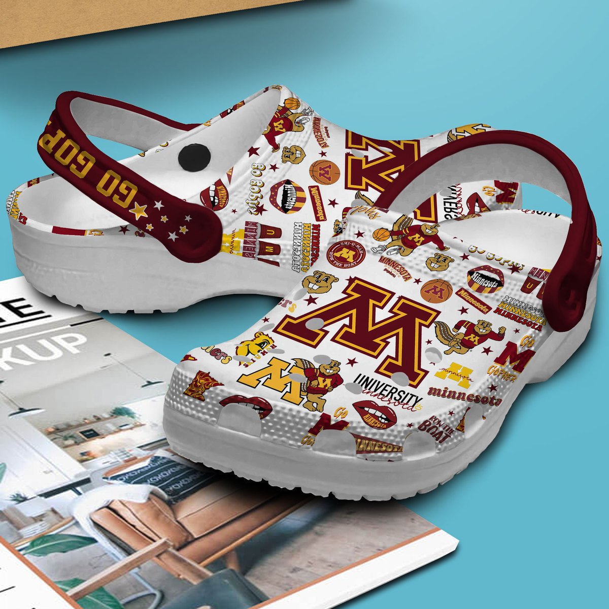 Merchidea Minnesota Golden Gophers NHL Sport Crocs Crocband Clogs Shoes Comfortable For Men Women and Kids