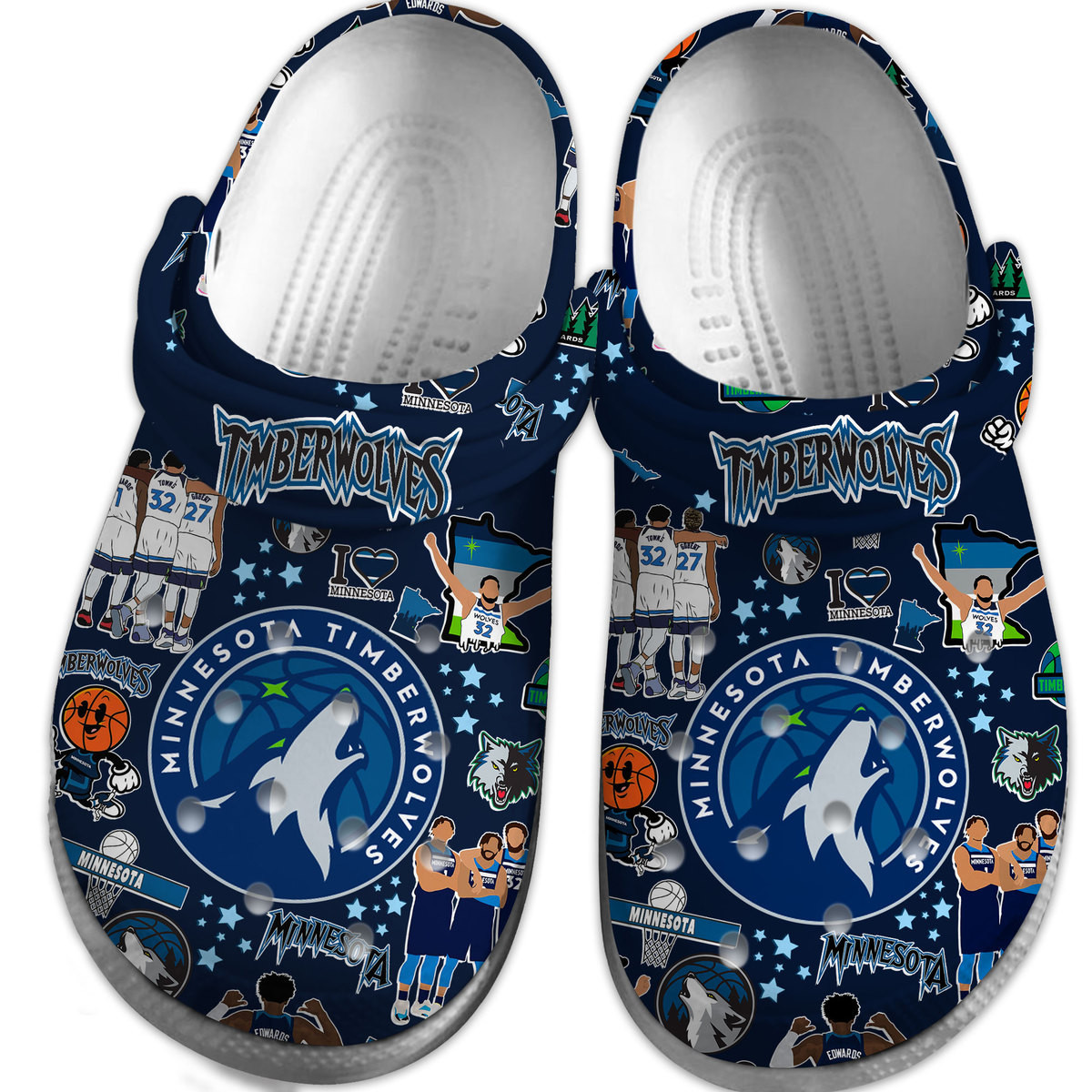 Merchidea Minnesota Timberwolves NBA Sport Crocs Crocband Clogs Shoes Comfortable For Men Women and Kids