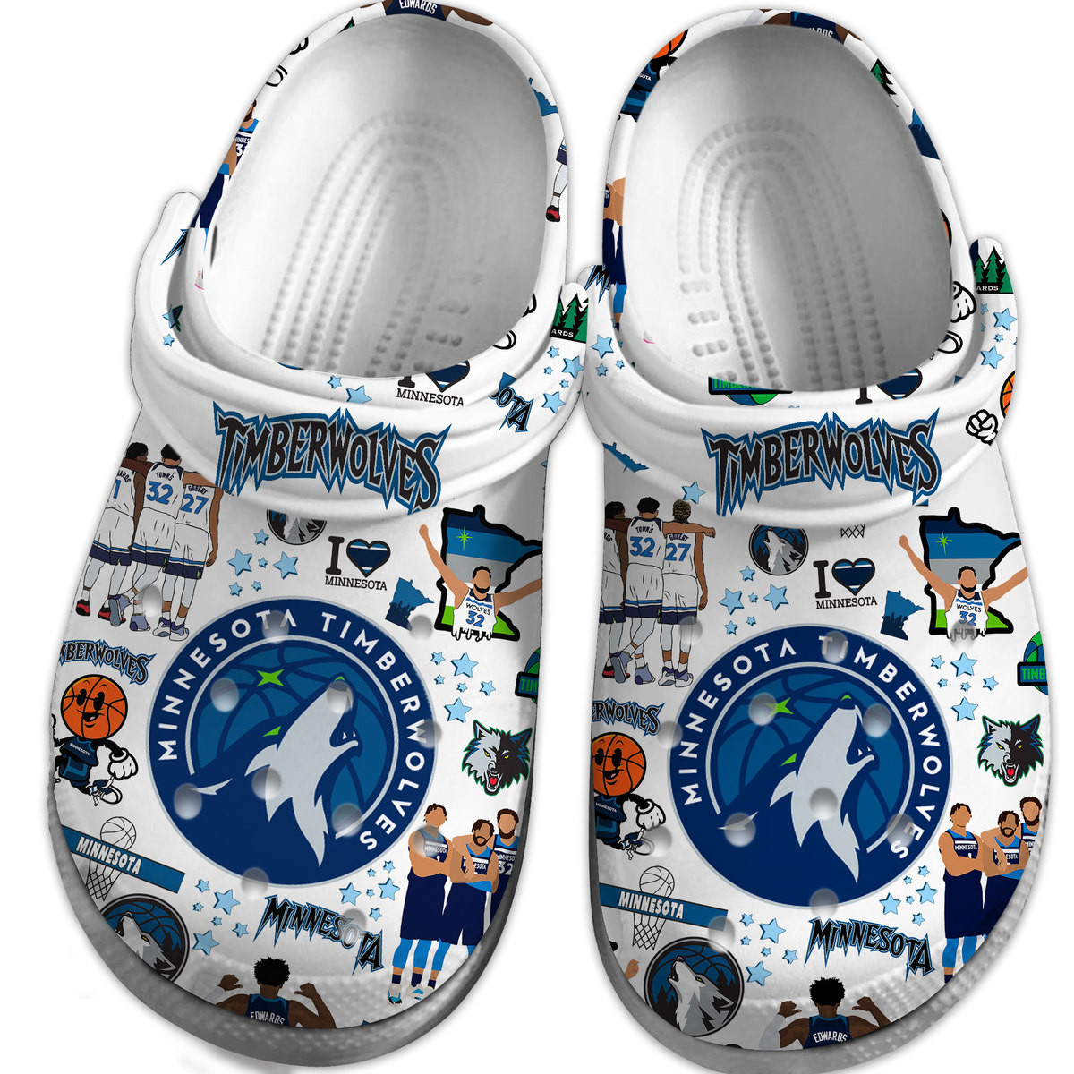 Merchidea Minnesota Timberwolves NBA Sport Crocs Crocband Clogs Shoes Comfortable For Men Women and Kids