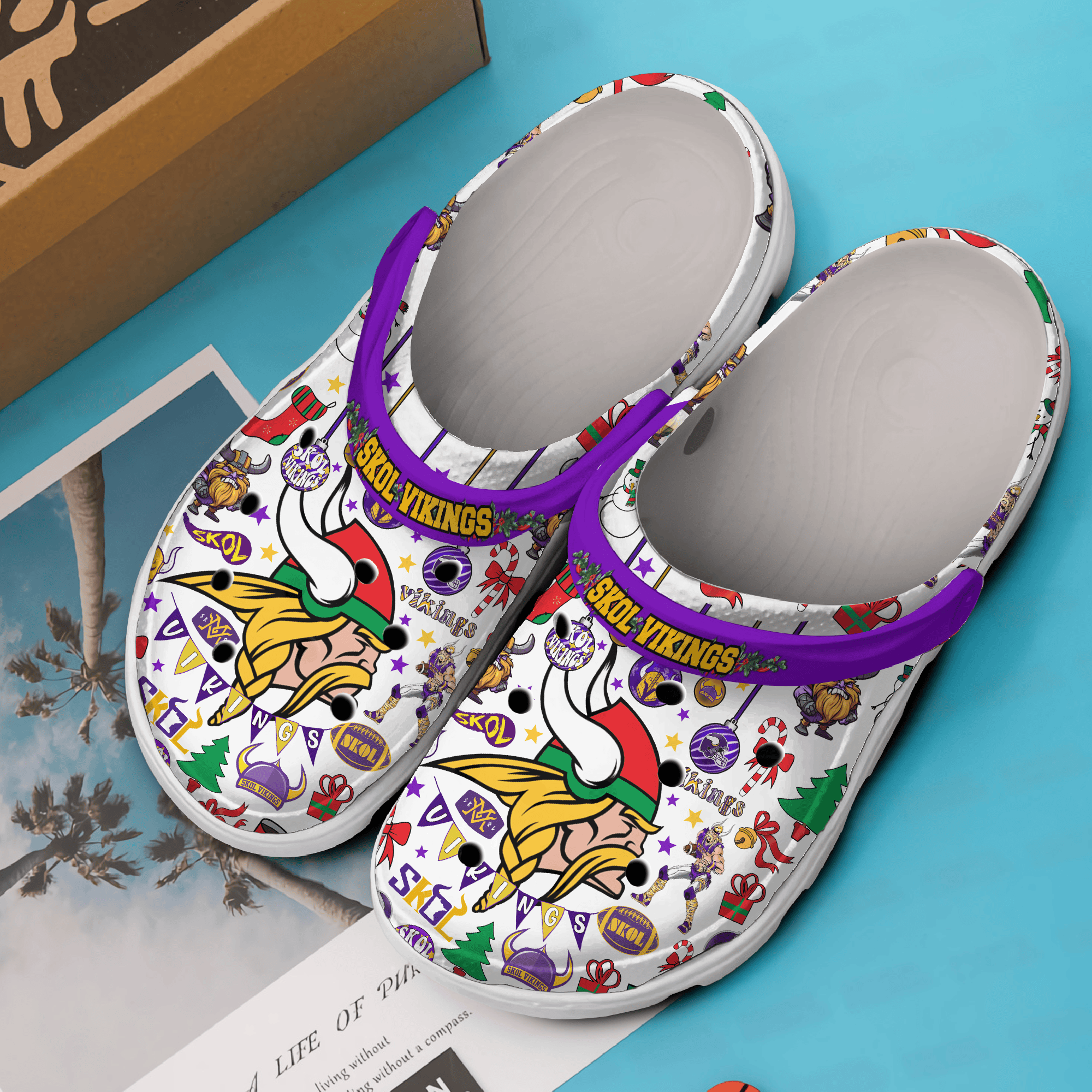 Merchidea Minnesota Vikings Chant Skol NFL Sport Crocs Crocband Clogs Shoes Comfortable For Men Women and Kids