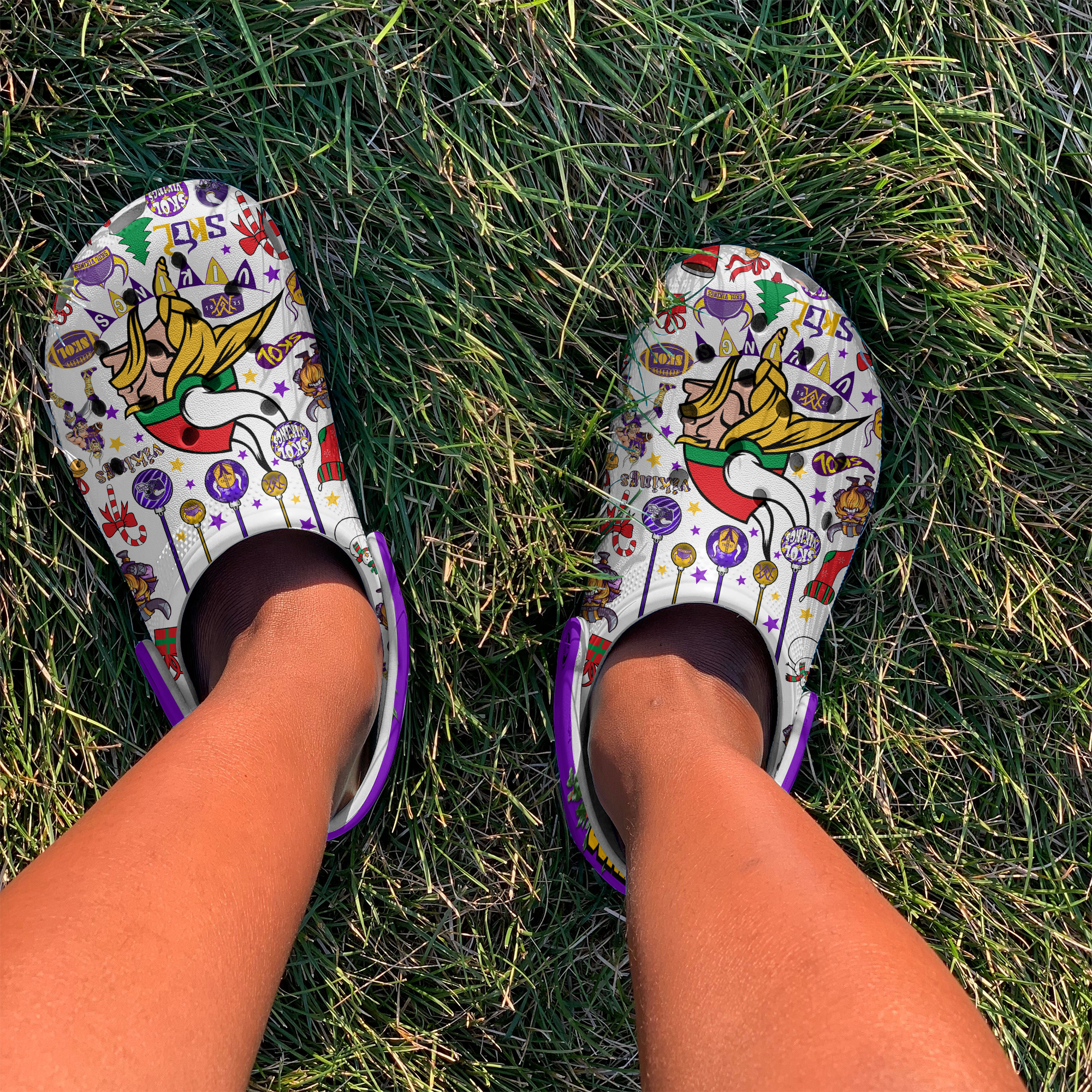 Merchidea Minnesota Vikings Chant Skol NFL Sport Crocs Crocband Clogs Shoes Comfortable For Men Women and Kids