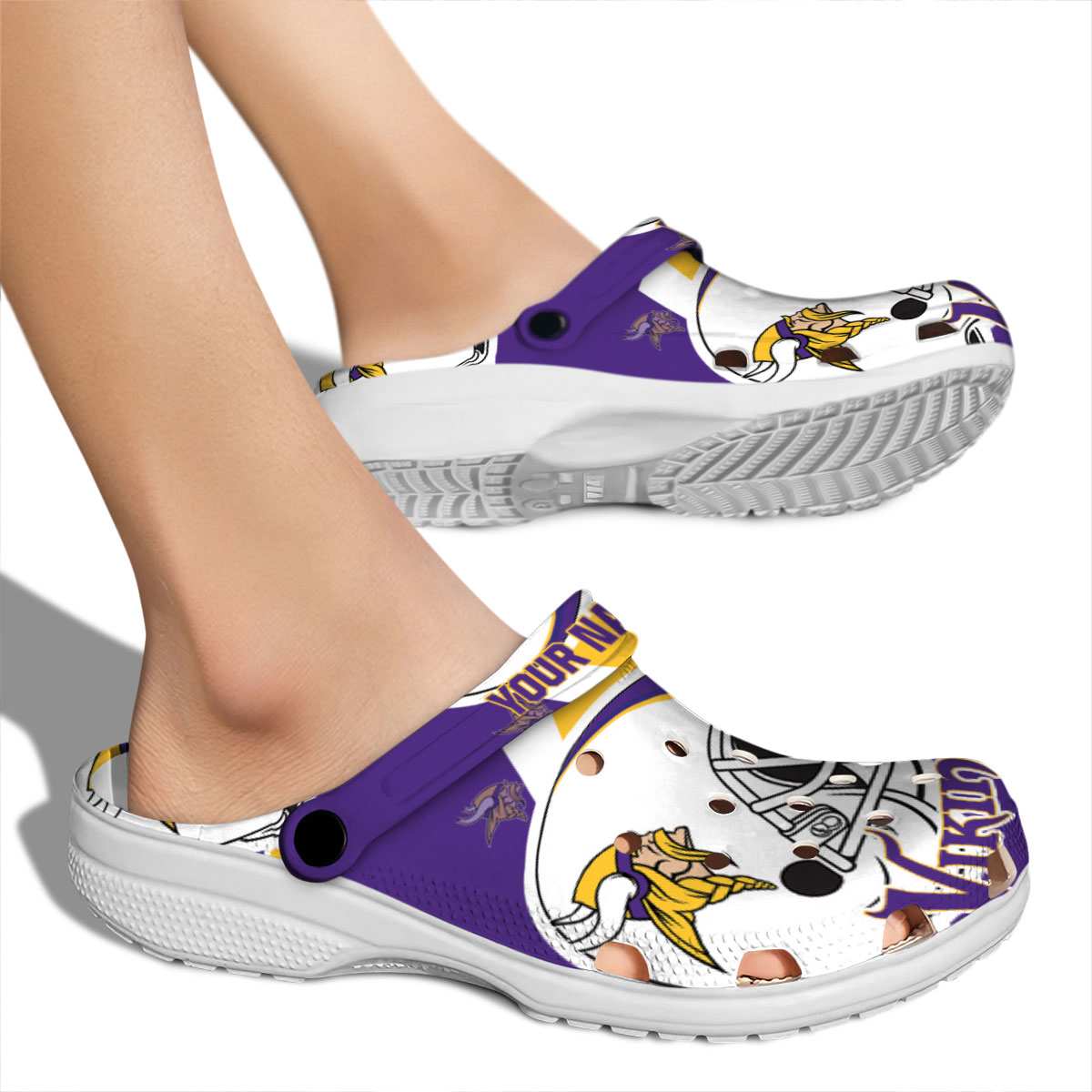 Merchidea Minnesota Vikings NFL Sport Crocs Crocband Clogs Shoes Comfortable For Men Women and Kids