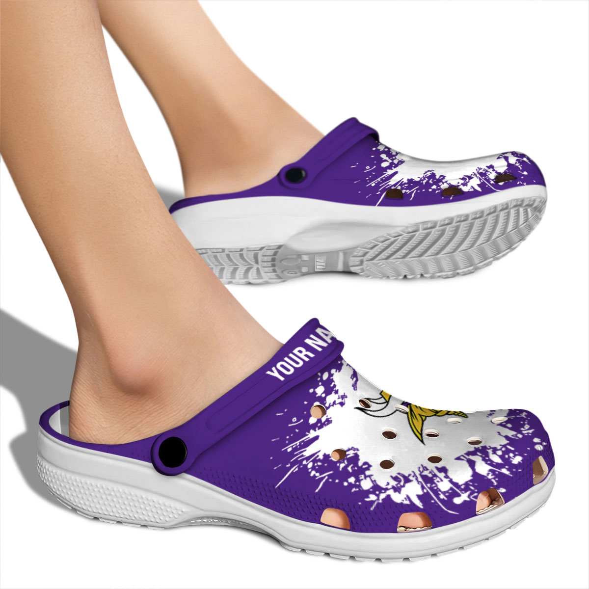 Merchidea Minnesota Vikings NFL Sport Crocs Crocband Clogs Shoes Comfortable For Men Women and Kids