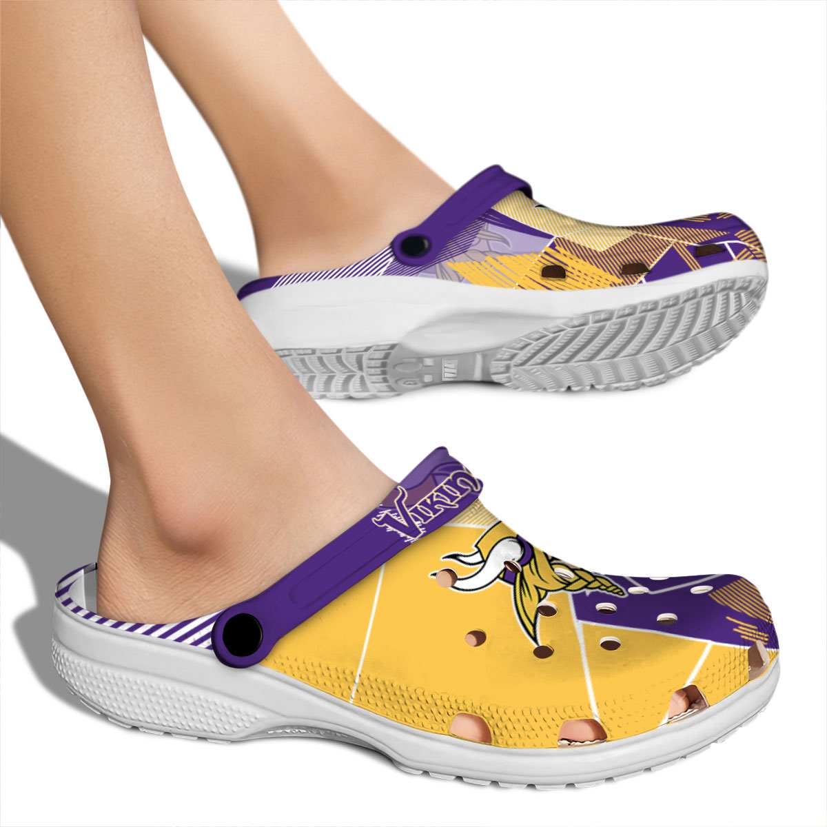 Merchidea Minnesota Vikings NFL Sport Crocs Crocband Clogs Shoes Comfortable For Men Women and Kids