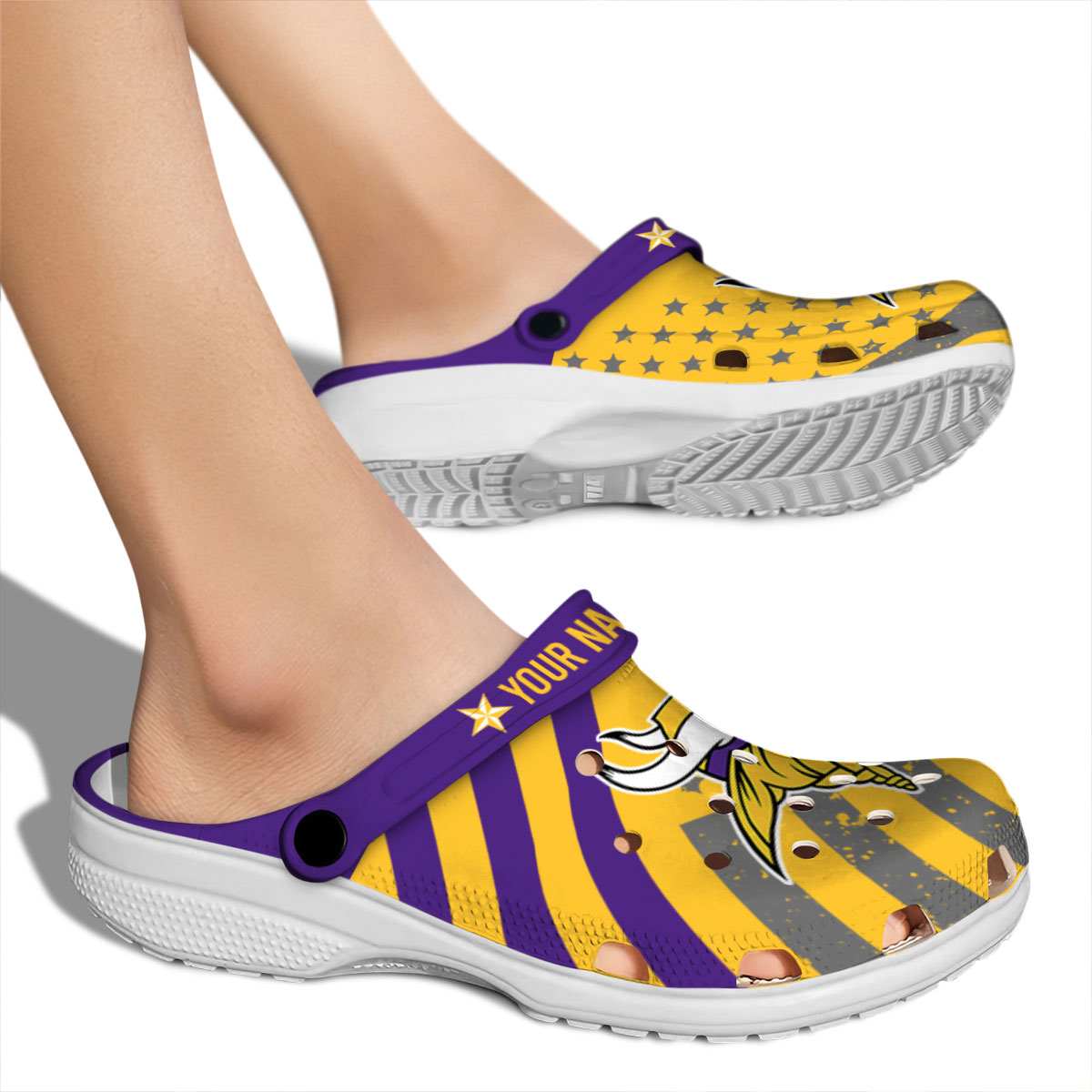 Merchidea Minnesota Vikings NFL Sport Crocs Crocband Clogs Shoes Comfortable For Men Women and Kids