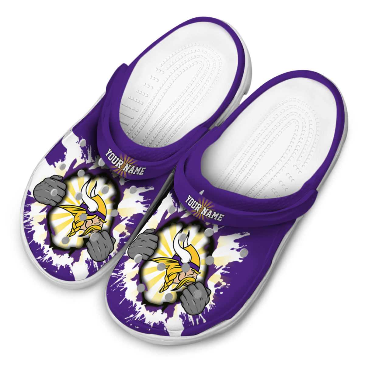 Merchidea Minnesota Vikings NFL Sport Crocs Crocband Clogs Shoes Comfortable For Men Women and Kids