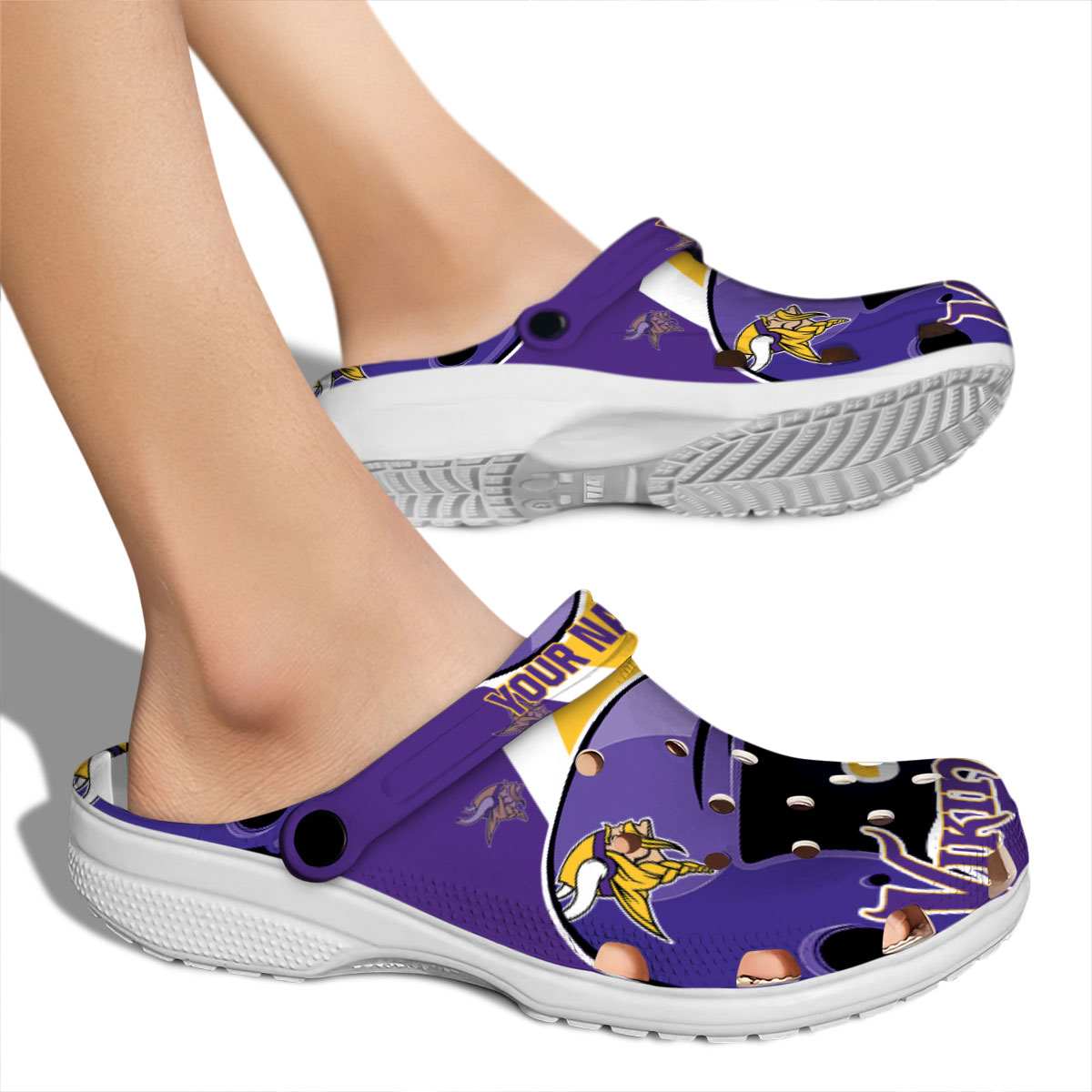 Merchidea Minnesota Vikings NFL Sport Crocs Crocband Clogs Shoes Comfortable For Men Women and Kids