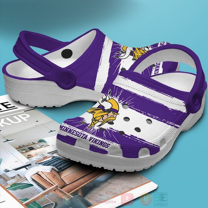 Merchidea Minnesota Vikings NFL Sport Crocs Crocband Clogs Shoes Comfortable For Men Women and Kids