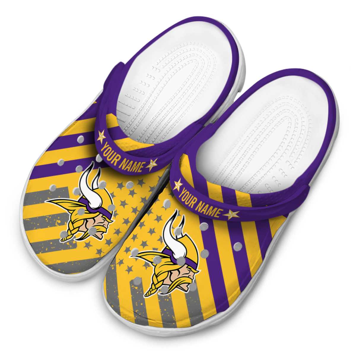 Merchidea Minnesota Vikings NFL Sport Crocs Crocband Clogs Shoes Comfortable For Men Women and Kids