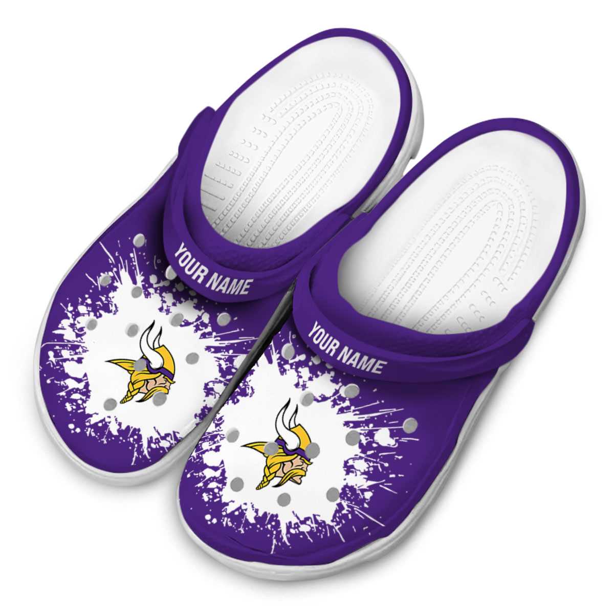 Merchidea Minnesota Vikings NFL Sport Crocs Crocband Clogs Shoes Comfortable For Men Women and Kids