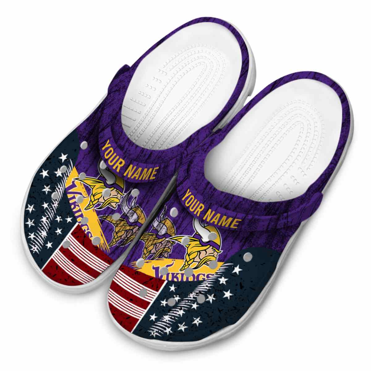 Merchidea Minnesota Vikings NFL Sport Crocs Crocband Clogs Shoes Comfortable For Men Women and Kids