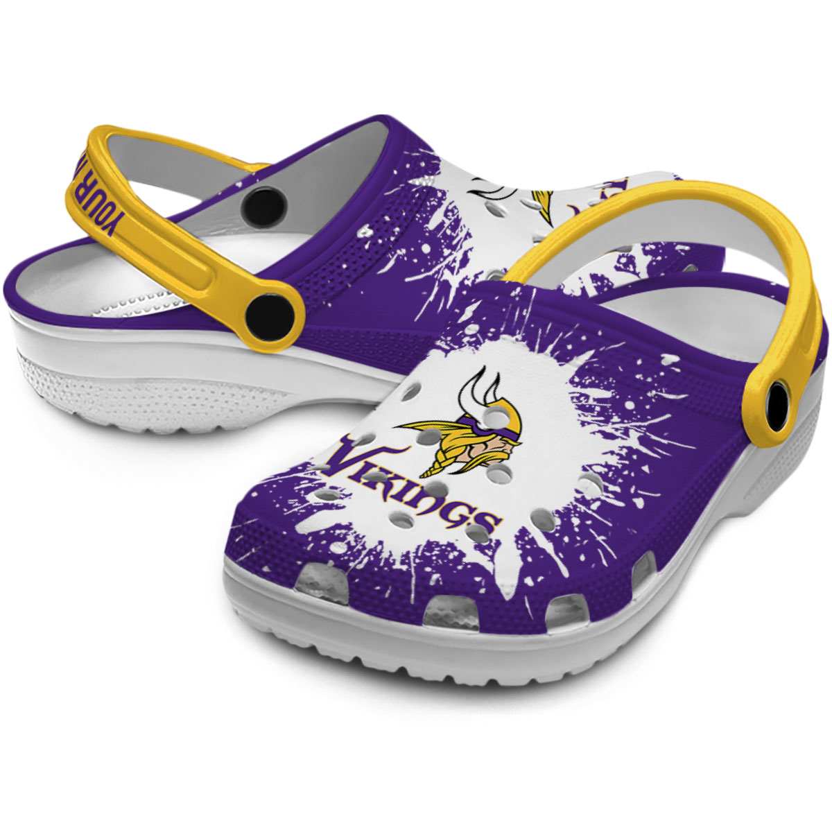 Merchidea Minnesota Vikings NFL Sport Crocs Crocband Clogs Shoes Comfortable For Men Women and Kids