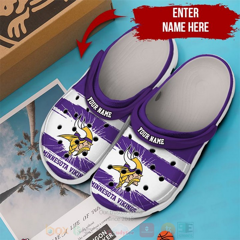 Merchidea Minnesota Vikings NFL Sport Crocs Crocband Clogs Shoes Comfortable For Men Women and Kids
