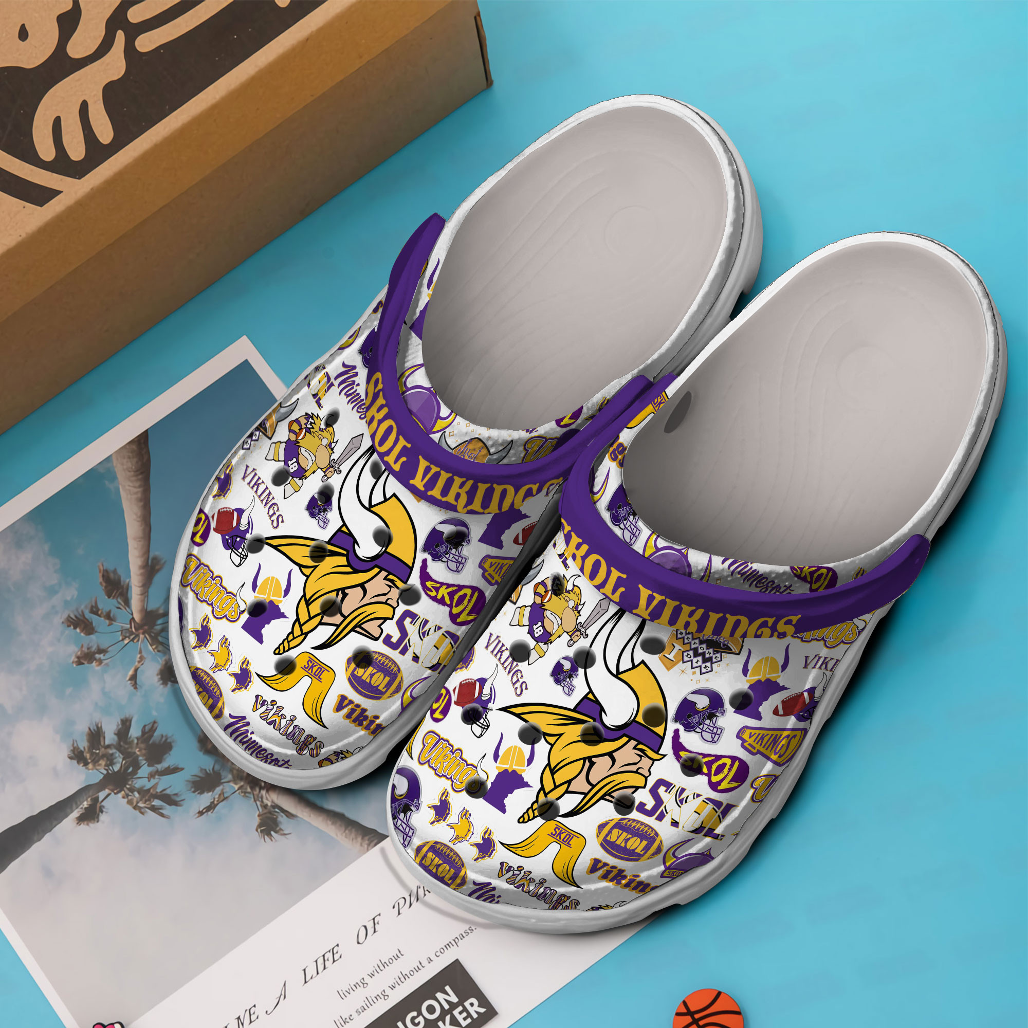 Merchidea Minnesota Vikings NFL Sport Crocs Crocband Clogs Shoes Comfortable For Men Women and Kids
