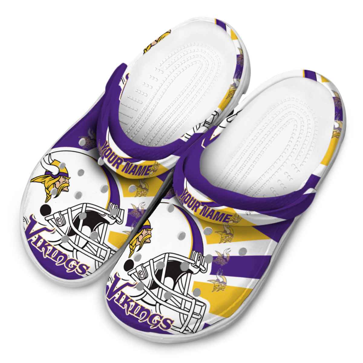 Merchidea Minnesota Vikings NFL Sport Crocs Crocband Clogs Shoes Comfortable For Men Women and Kids