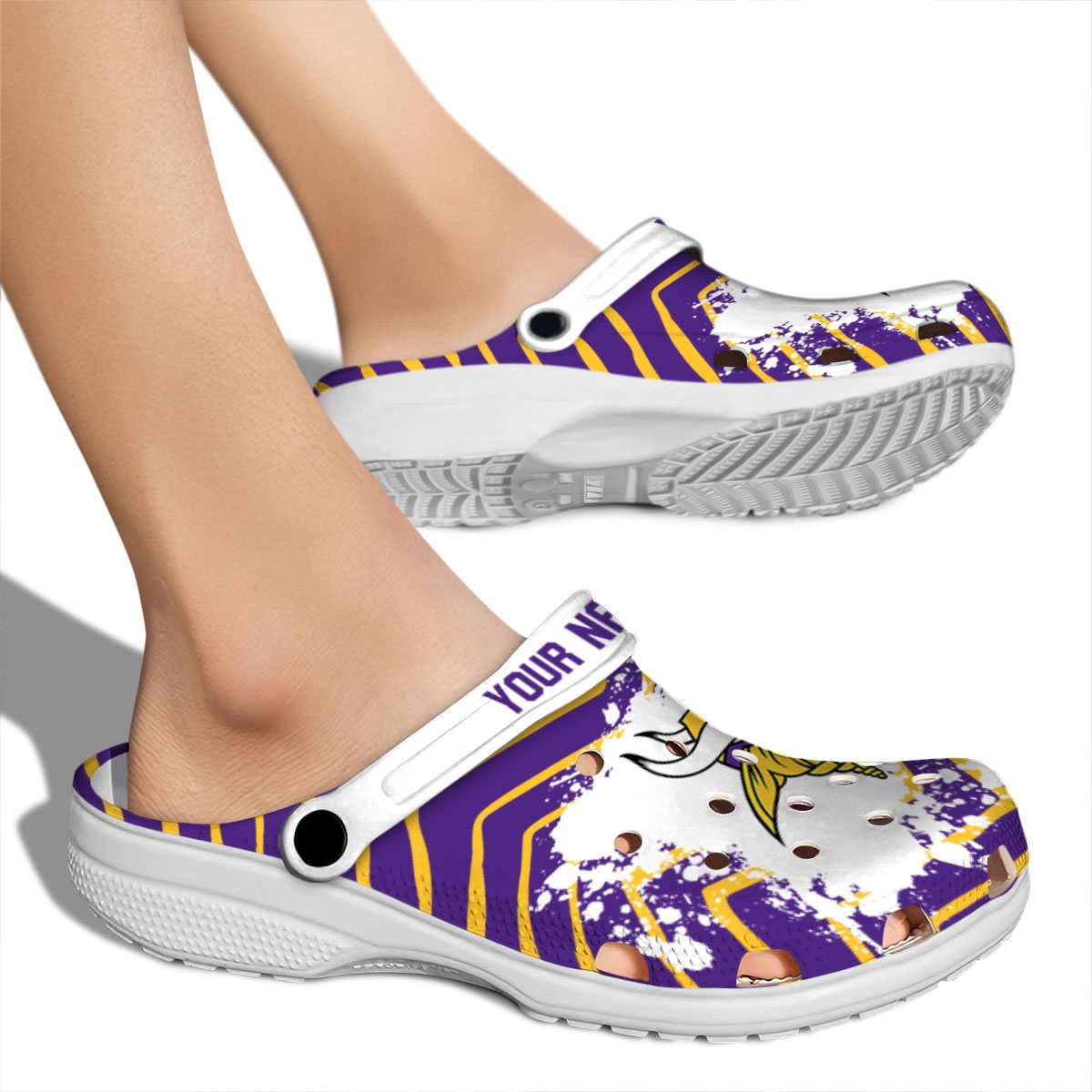 Merchidea Minnesota Vikings NFL Sport Crocs Crocband Clogs Shoes Comfortable For Men Women and Kids