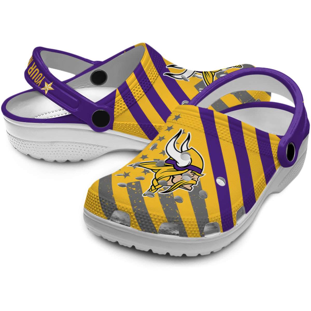 Merchidea Minnesota Vikings NFL Sport Crocs Crocband Clogs Shoes Comfortable For Men Women and Kids